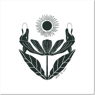 Born to Love Minimalist Sun and flower  Design Posters and Art